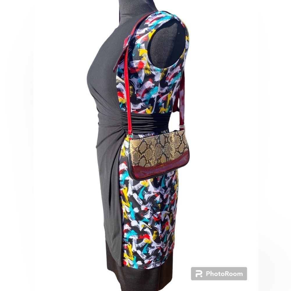 Shelby Palmer geometric and black Murillo color dress size L. date night. NWOT